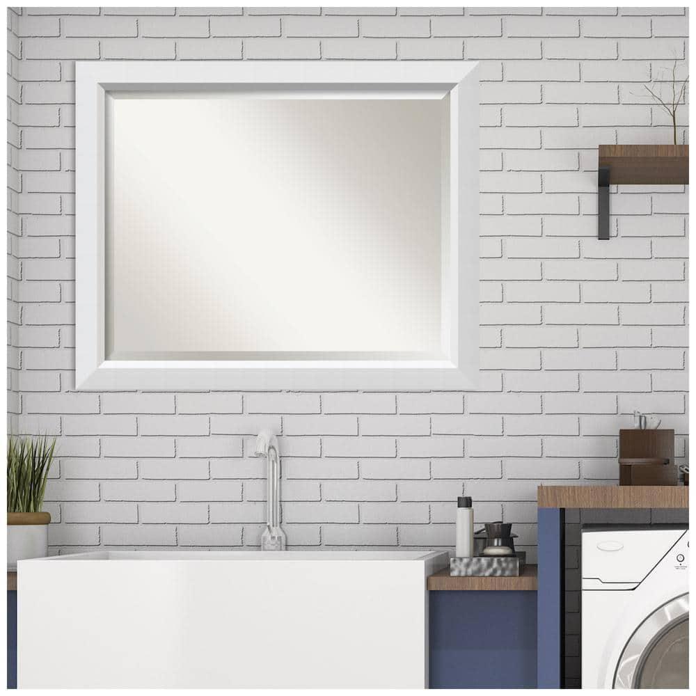Amanti Art Blanco White Beveled Wood Wall Mirror 26.25 x 32.25 in.