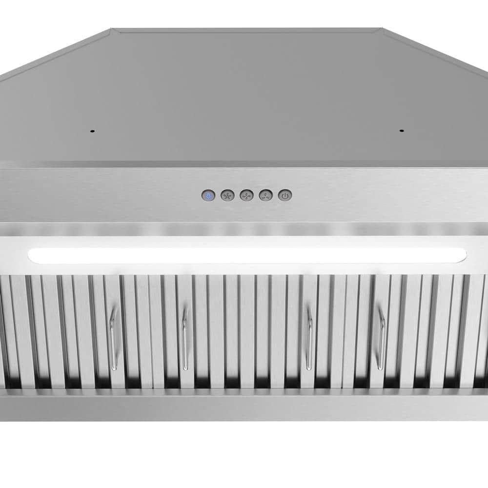 Streamline Bath Streamline 34 In. T-11611-1-DT Pescara Ducted Insert 350 CFM Range Hood In Brushed Stainless Steel With Baffle Filters, Electronic Button Control, LED Light T-11611-1-DT