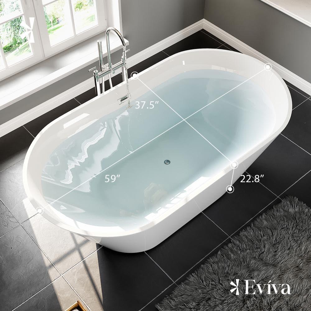 Aries 59'' x 32'' Freestanding Soaking Acrylic Bathtub