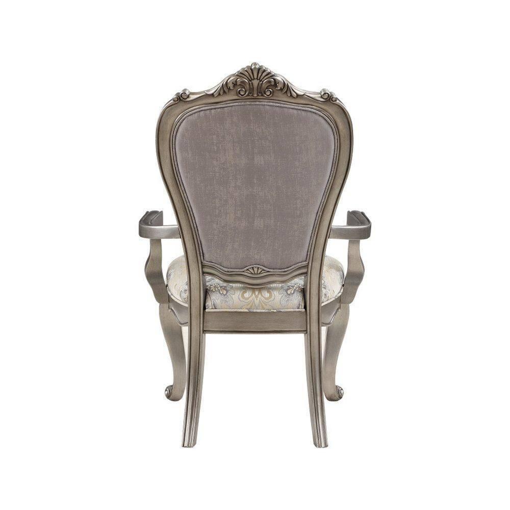 27 in. Aria Side Dining Chair, Velvet, Antique Platinum Tone - Set of 2