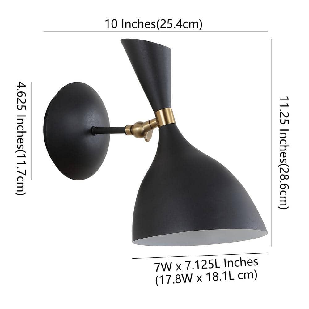 Josef 10" Iron Retro LED Wall Sconce, Black