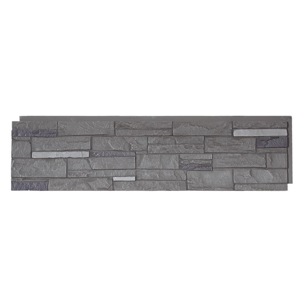 DuraKwik Stone 13" x 48.43" Ledgestone Stone Wall Paneling in Gray Volcano Ash