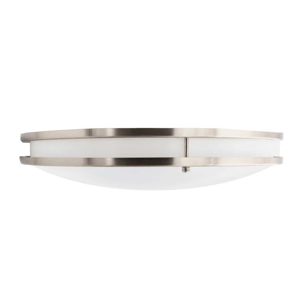 Maxxima 16 in. Satin Nickel LED Ceiling Mount Fixture 3000K Warm White, 2600 Lumens, Dimmable