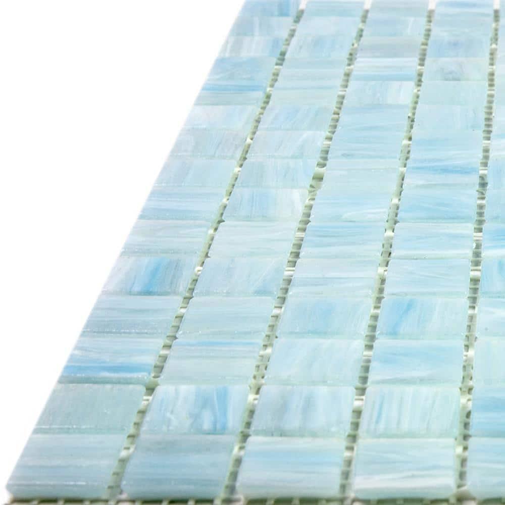 Apollo Tile Celestial 12 in. x 12 in. Glossy Yale Blue Glass Mosaic Wall and Floor Tile (10 sq. ft./case) (10-pack)