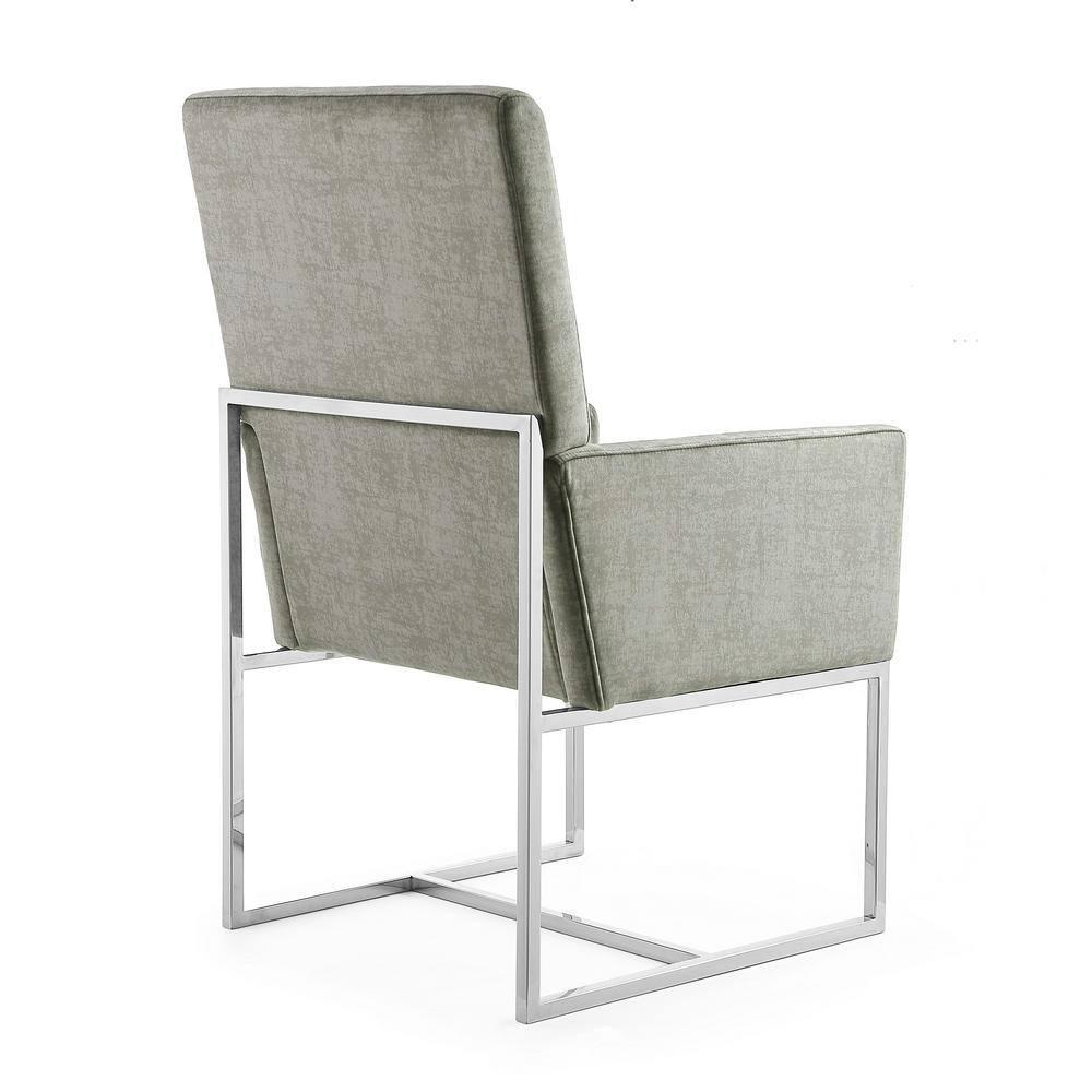 High-Back Steel Velvet Upholstered Arm Chair