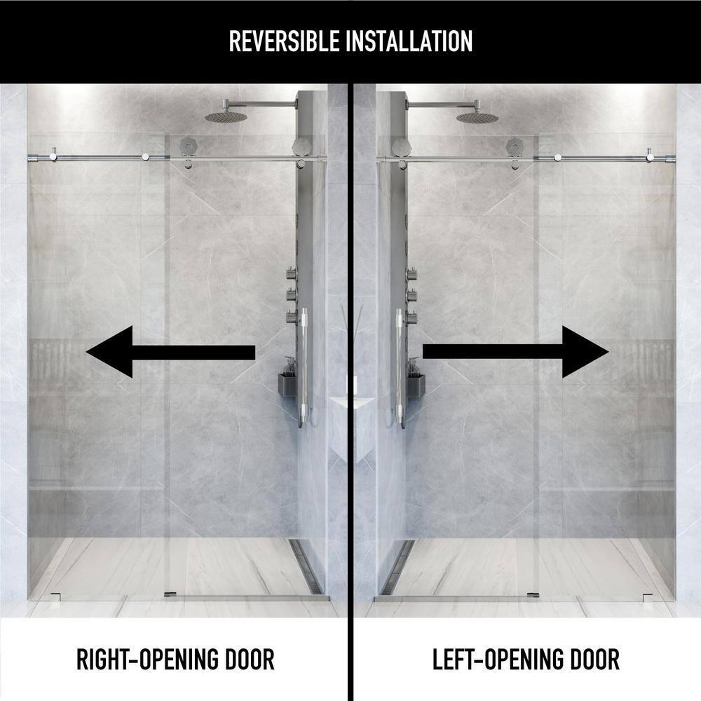 Elan Hart 56-60" W x 76" H Sliding Frameless Shower Door with 3/8" Clear Glass