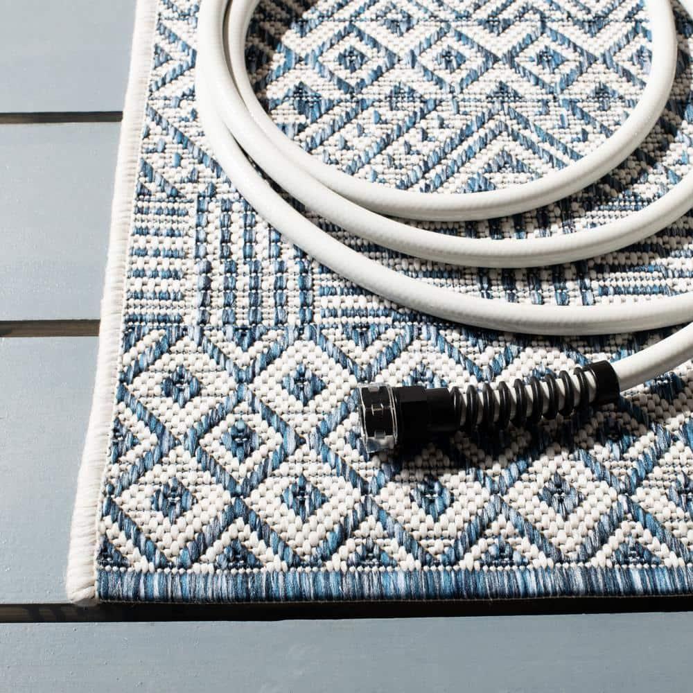 Courtyard CY8235 Power Loomed Indoor and Outdoor Area Rug - Blue/Navy - 4'x5'7" - Safavieh