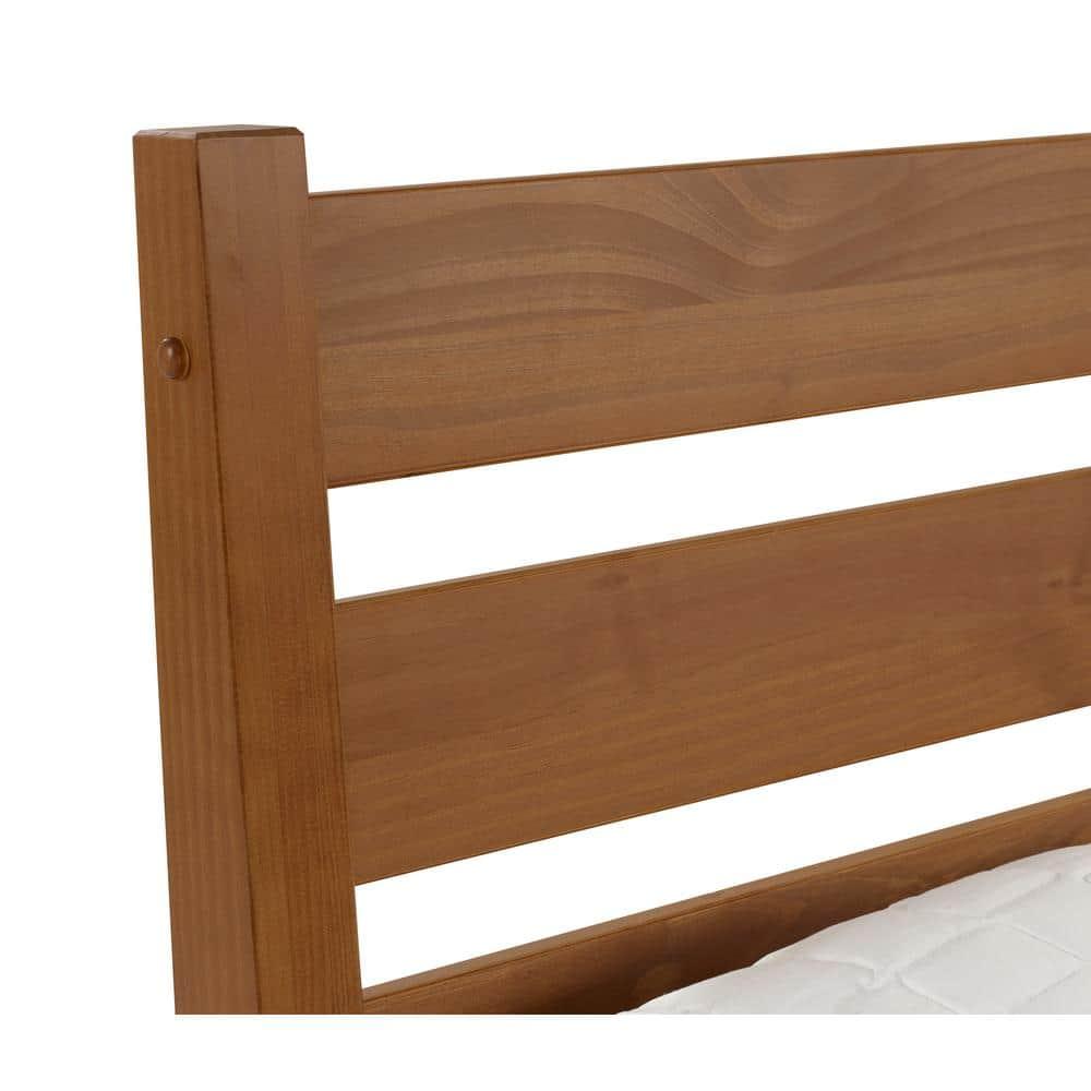 Camaflexi Mid Century Platform Bed Queen Size Solid Wood Bed Frame, Castanho 100% Solid Wood