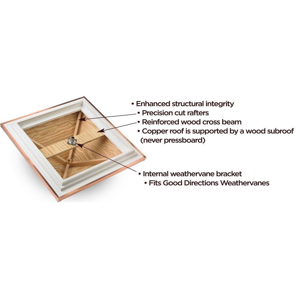 26 in. x 26 in. x 59 in. Coventry Vinyl Cupola with Copper Horse Weathervane