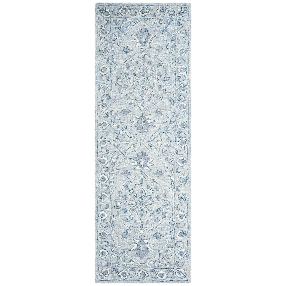 Micro-Loop MLP504 Hand Tufted Indoor Runner Rug - Light Blue/Ivory - 2'3"x11' - Safavieh