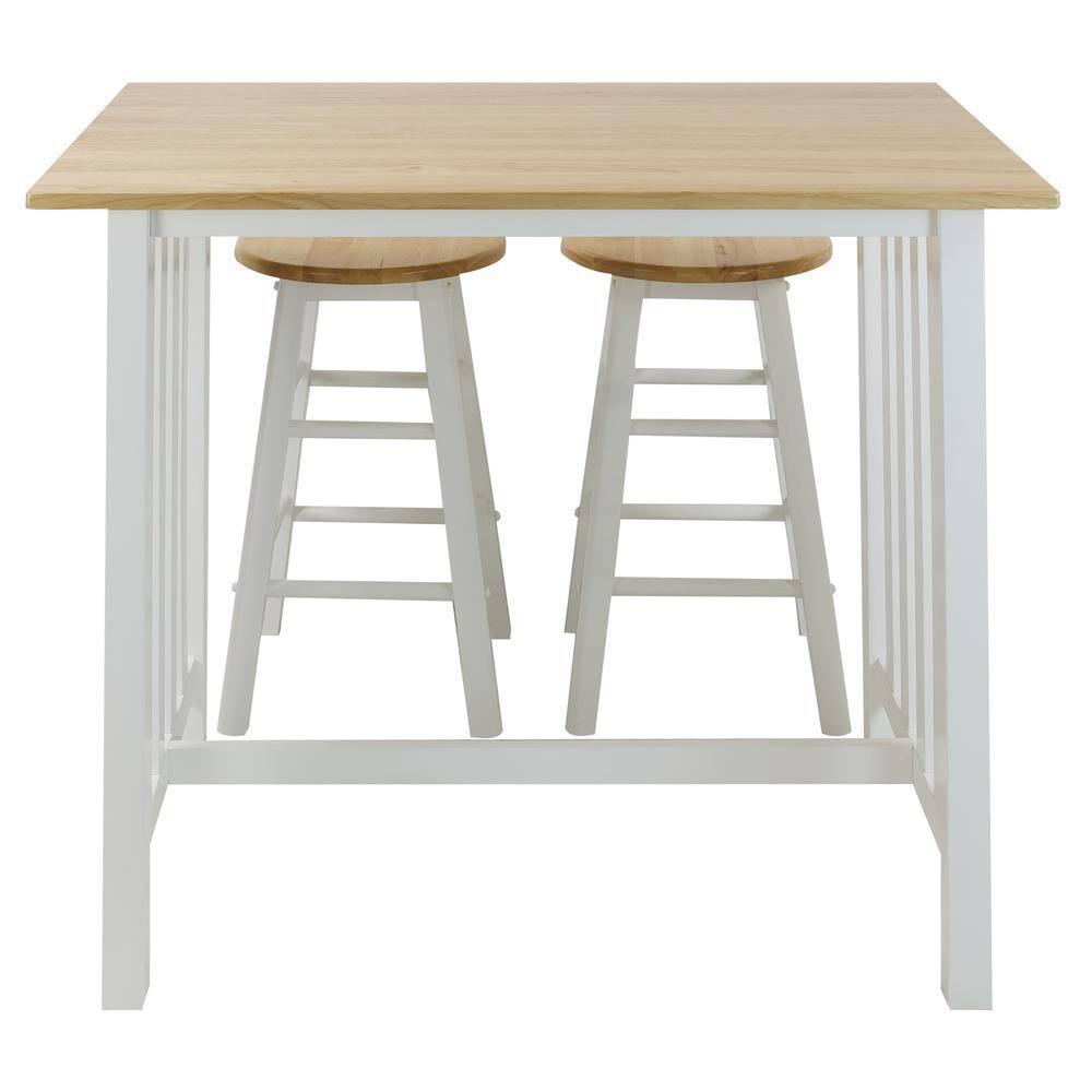 3-Piece Breakfast Set made with Solid Wood - White
