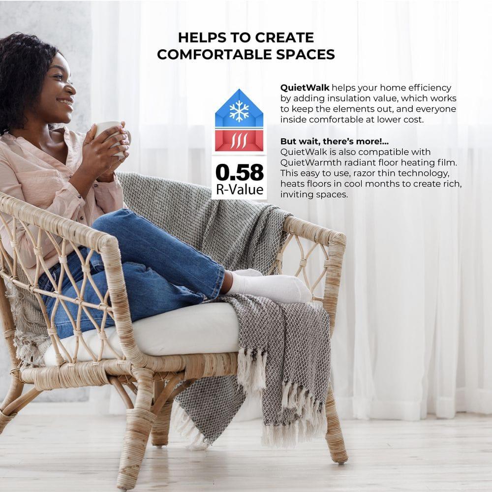 QuietWalk Underlayment 200 sq ft – 3 mm Thick – for Laminate & Hardwood Floors – Approved for Pre-Attached Pad – Recycled Fiber – Floating Install – Sound & Moisture Barrier – Made in USA