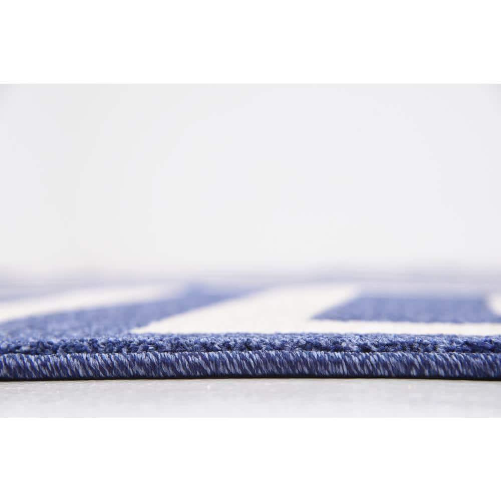 Unique Loom Athens Collection Area Rug - Greek Key (6' 1" x 9' Rectangle Navy Blue/Beige)