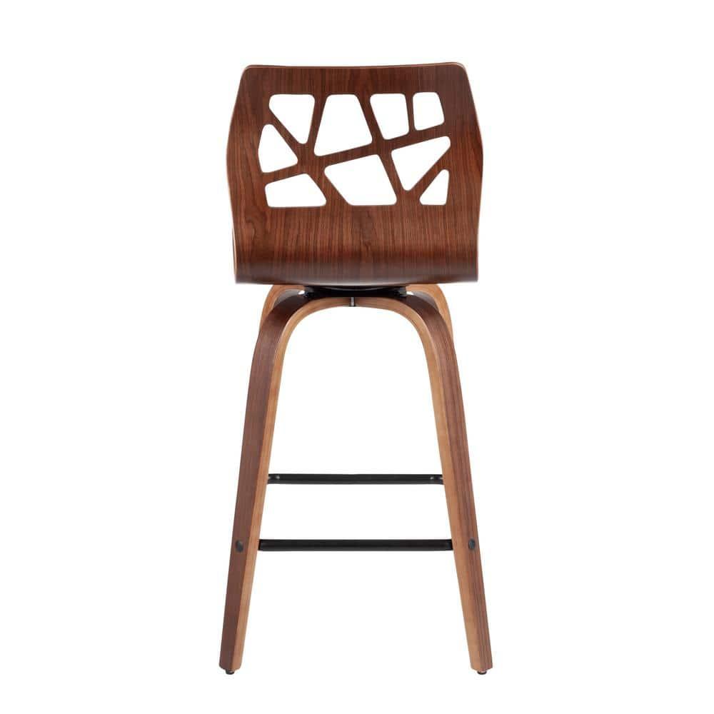 Set of 2 Folia Upholstered Counter Height Barstools Cream/Walnut - Lumisource: Wood Frame, Foam Padded Seat, Swivel Function