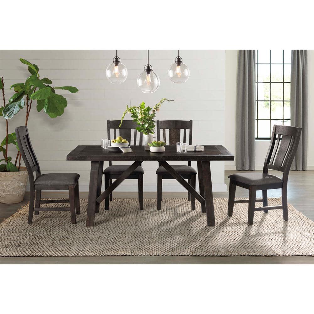 7pc Cash Dining Set Dark Gray - Picket House Furnishings: Rustic Farmhouse Style, Lattice Back Chairs