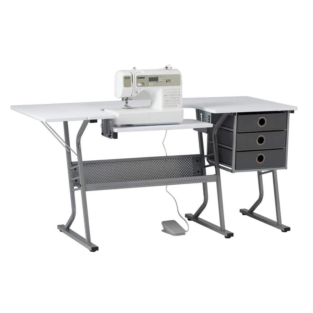 60.25'' x 23.75'' Sewing Table with Sewing Machine Platform