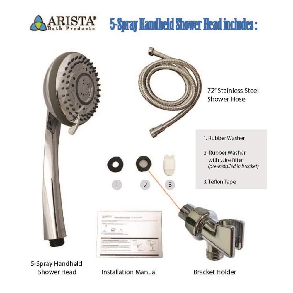 ARISTA 5-Spray Handheld Shower Head in Chrome 2.0 GPM