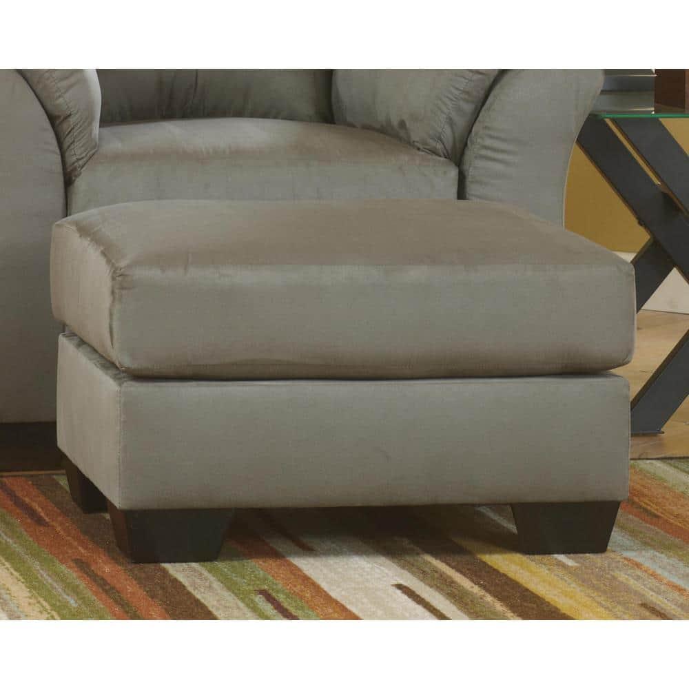 Signature Design by Ashley Contemporary Darcy Ottoman Microfiber Cobblestone