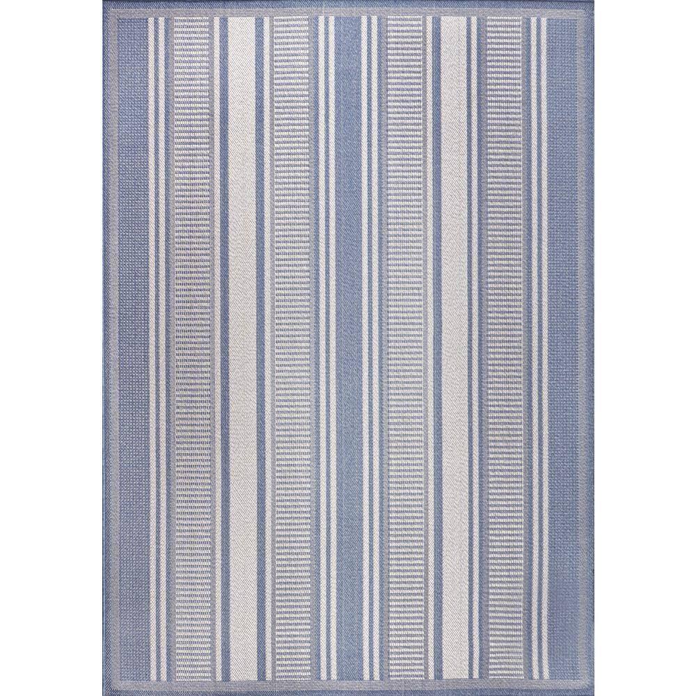 3' x 5' Haynes Modern Double Stripe Indoor/Outdoor Area Rug, Blue/Light Gray - JONATHAN Y