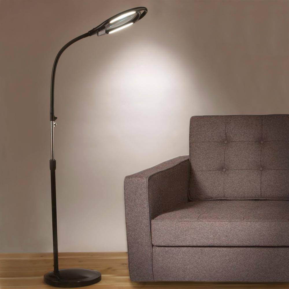Brightech Pro 44 in. Industrial 2.25X Magnifying LED Floor Lamp with Adjustable Gooseneck Head