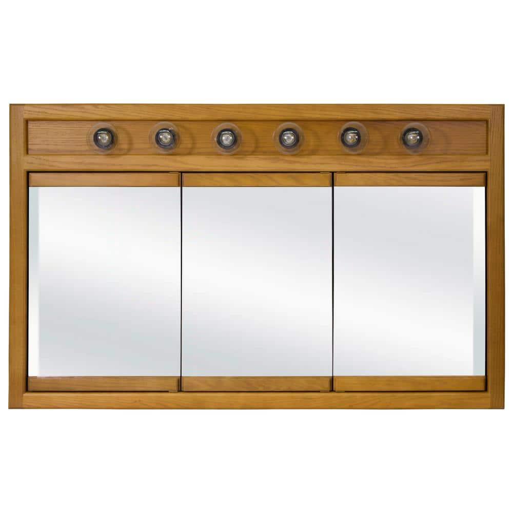 Richland 48-Inch Lighted Wood Medicine Cabinet in Nutmeg Oak
