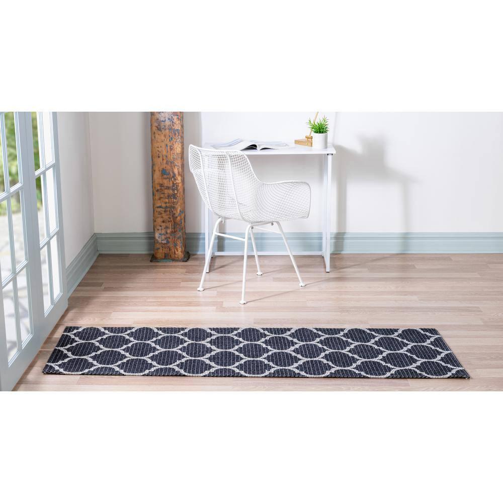 Unique Loom Decatur Collection Area Rug - Trellis (2' x 8' Runner Black/Ivory)