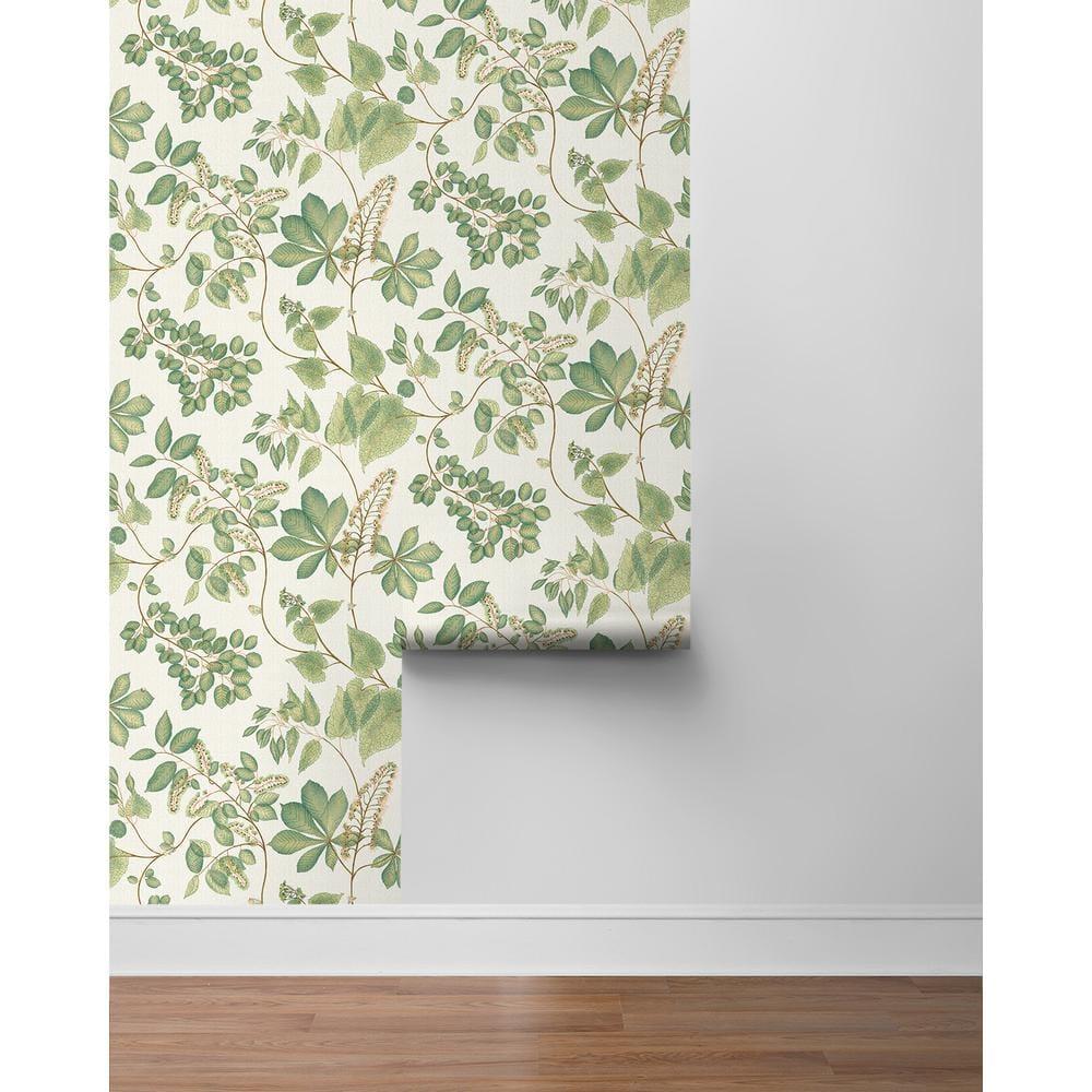 Willow Green Botanical Peel and Stick Vinyl Wallpaper