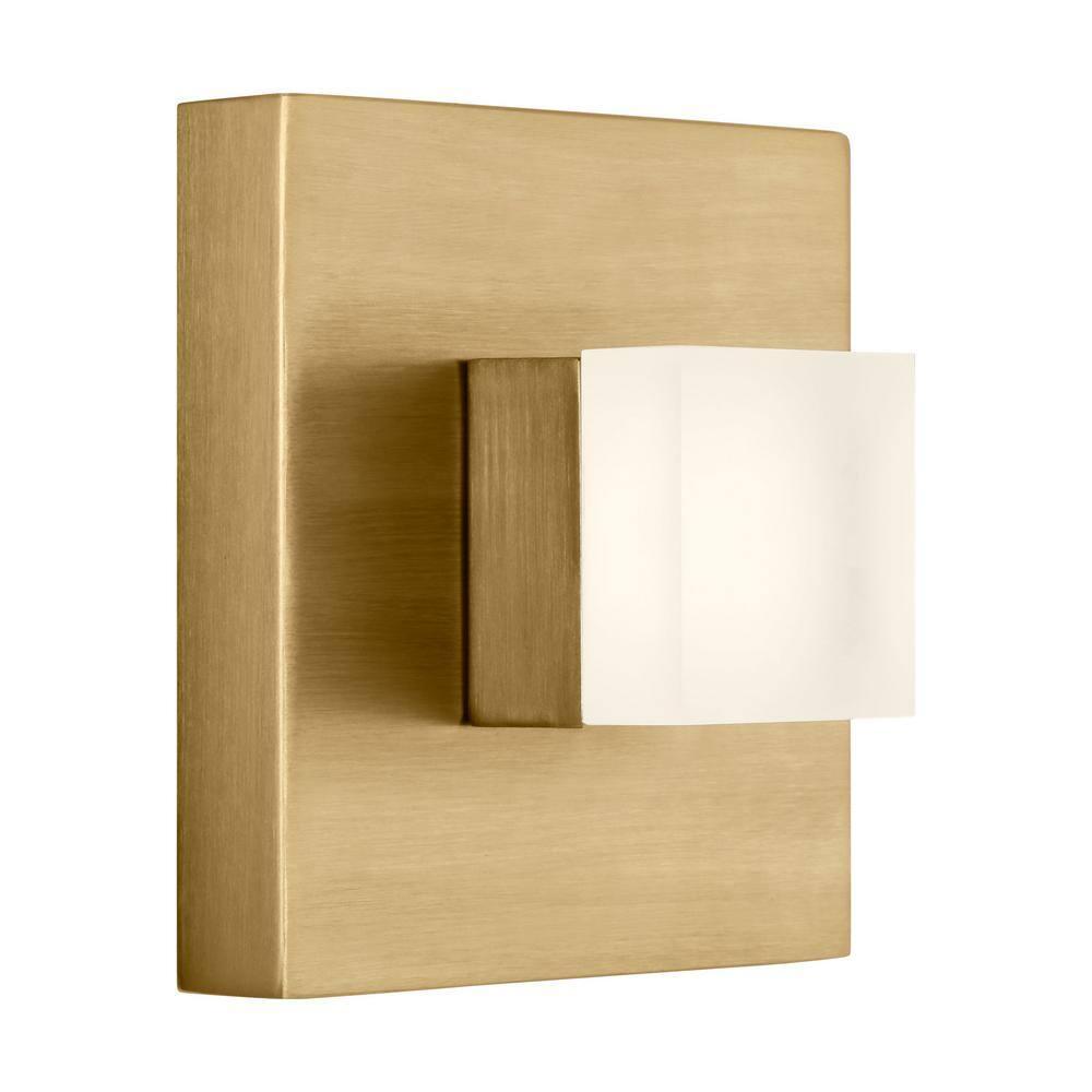 Brander Satin Brass Dimmable Wall Sconce with Frosted Acrylic Shade