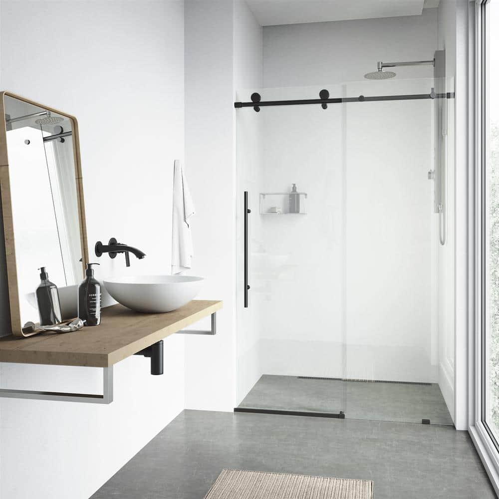 Elan E-Class 68-72" W x 76" H Sliding Frameless Shower Door with 3/8" Clear Glass