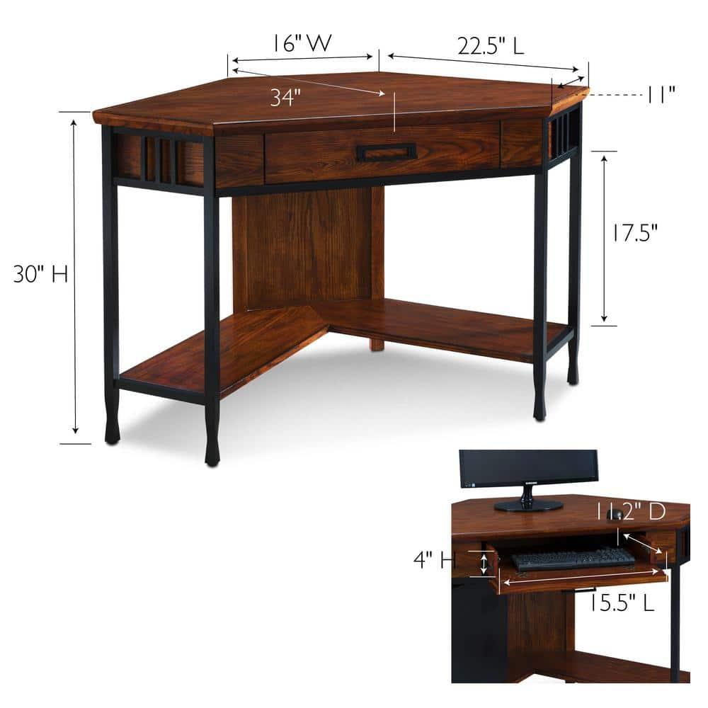 Leick Ironcraft Corner Computer Desk in Mission Oak