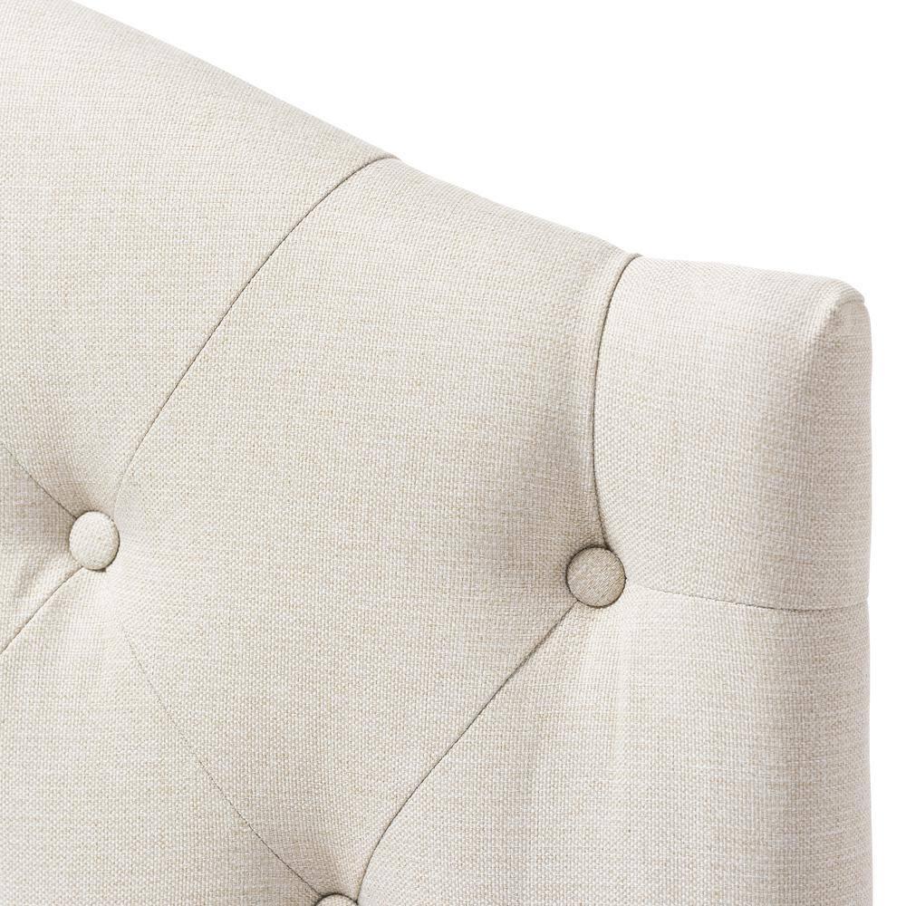 Baxton Studio Myra Modern and Contemporary Queen Size Light Beige Fabric Upholstered Button-tufted Scalloped