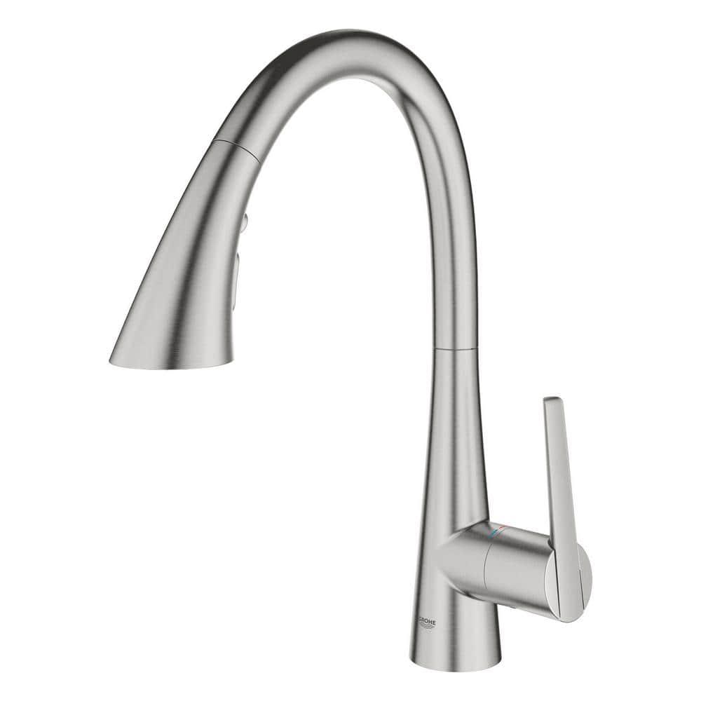ZEDRA Single-Handle Pull Down Kitchen Faucet Triple Spray 1.75 GPM
