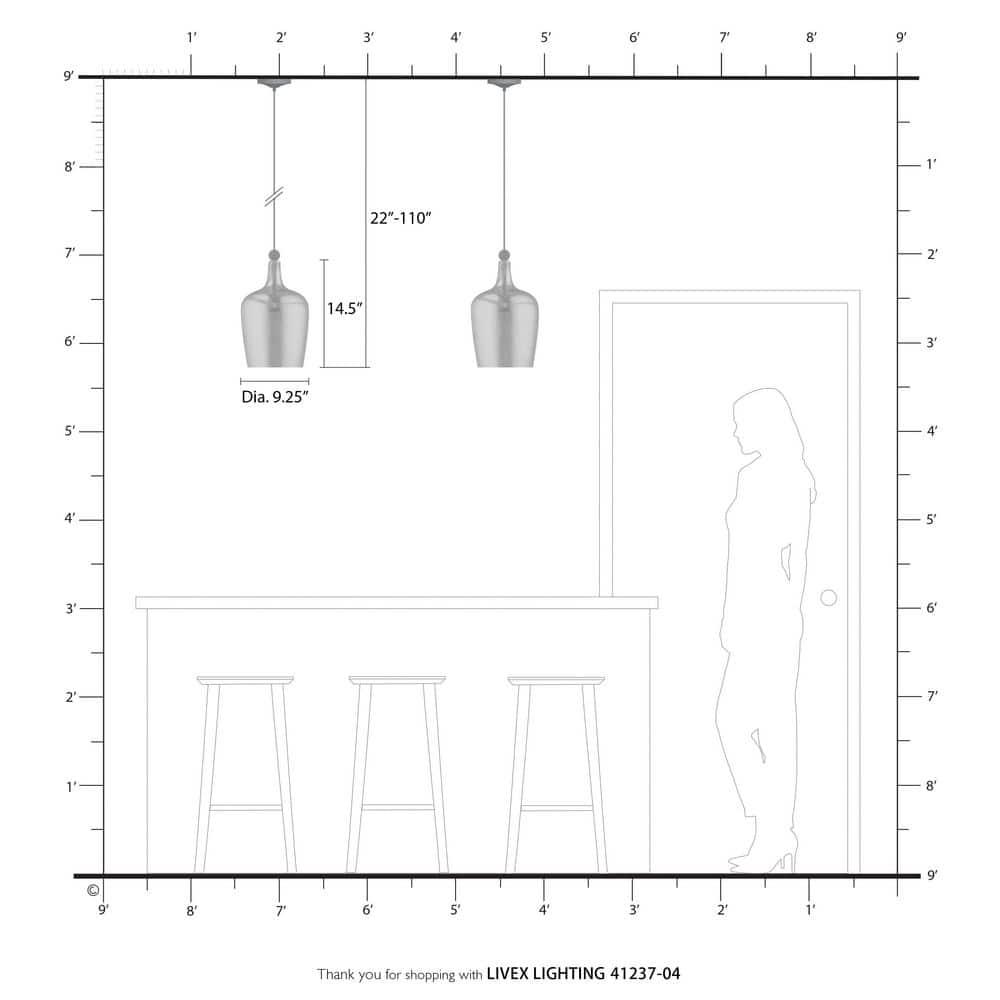 Livex Lighting Avery 1 - Light Pendant in  Black/Brushed Nickel
