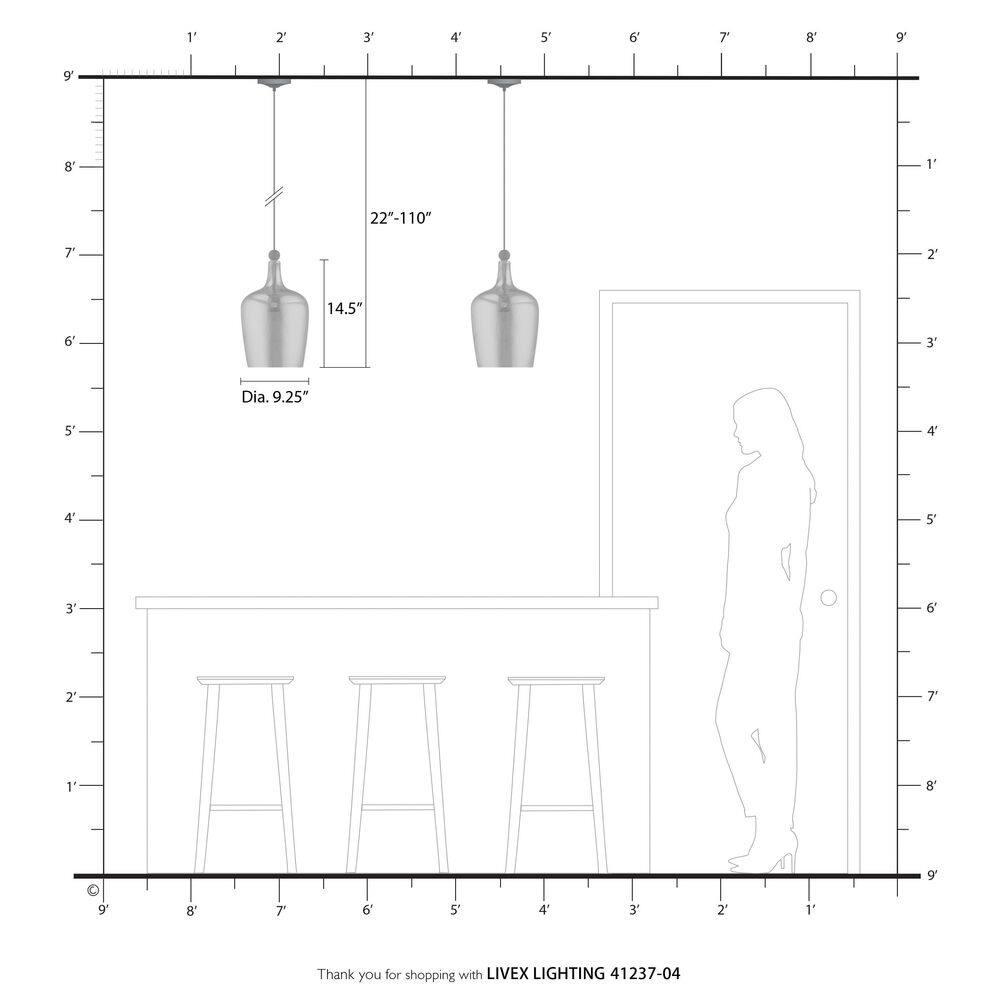 Livex Lighting Avery 1 - Light Pendant in  Black/Brushed Nickel
