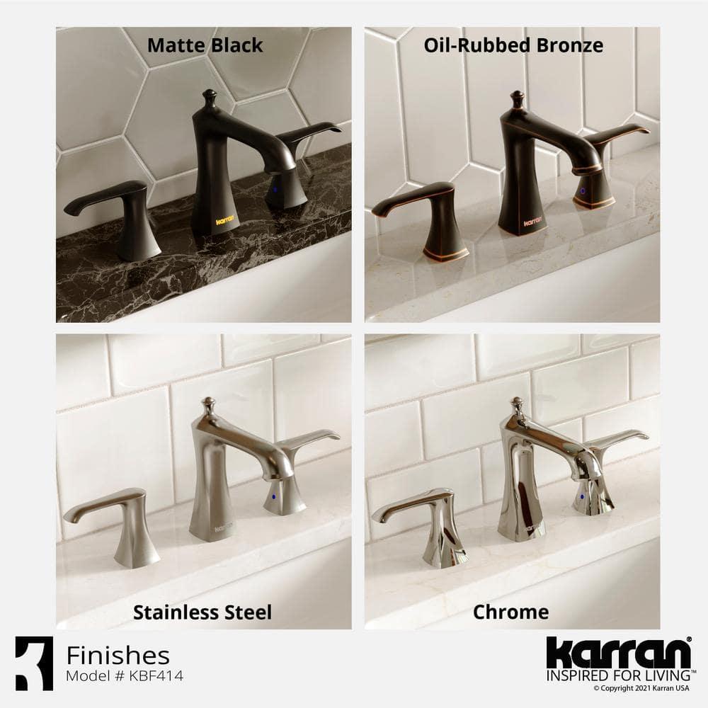 Karran Woodburn 8 In. Widespread 2-Handle Bathroom Faucet With Matching Pop-up Drain