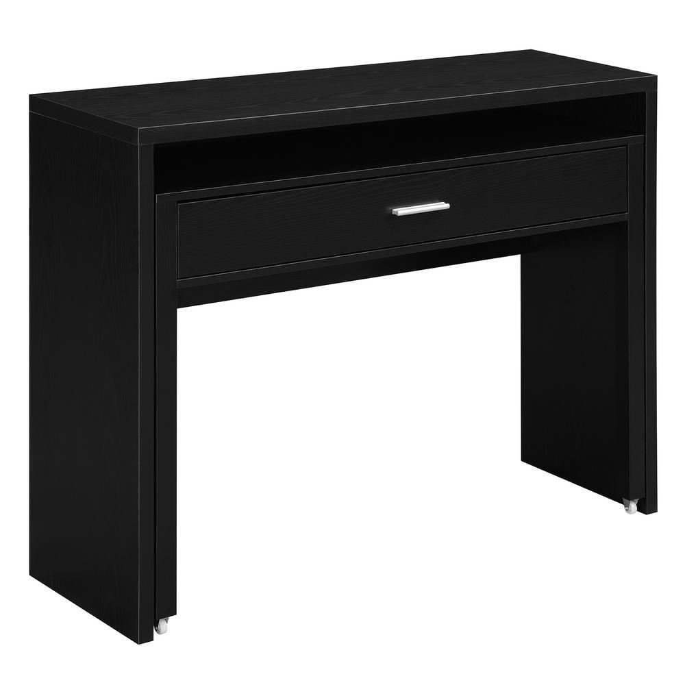 Newport JB Console or Sliding Desk with Drawer and Riser, Black