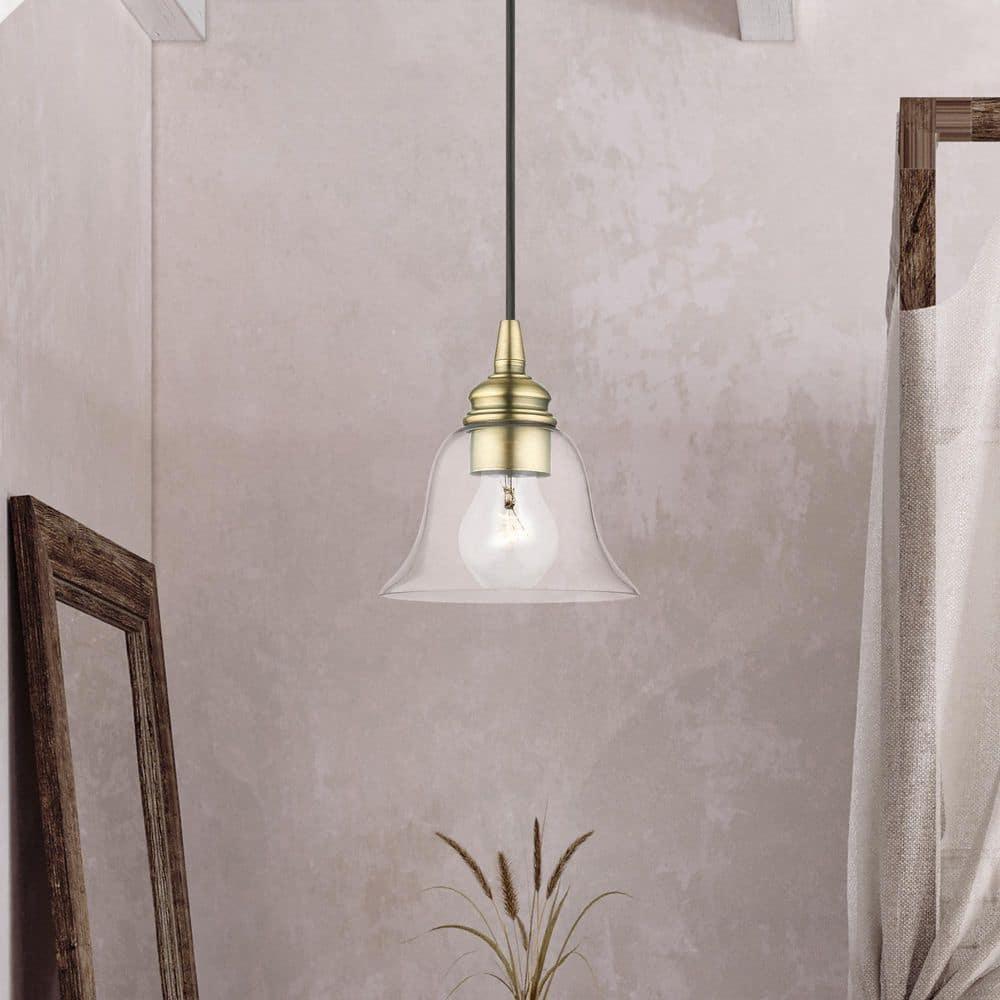 Livex Lighting Moreland 1 - Light Pendant in Antique Brass