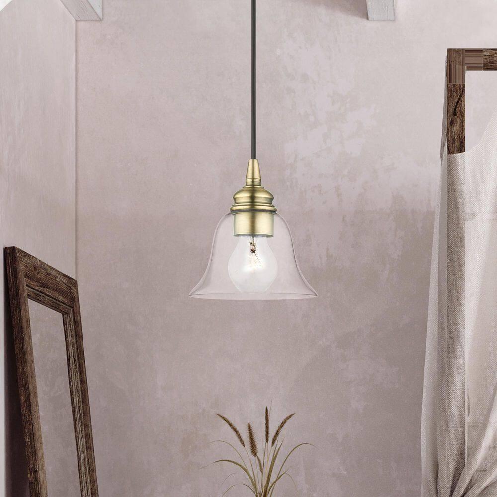 Livex Lighting Moreland 1 - Light Pendant in Antique Brass