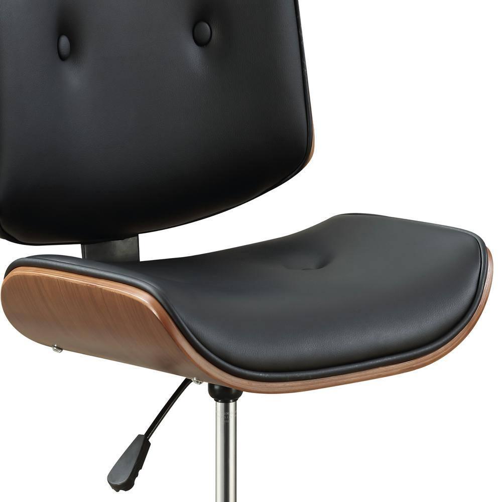 Miekor Furniture Camila Office Chair in Black Pu & Walnut
