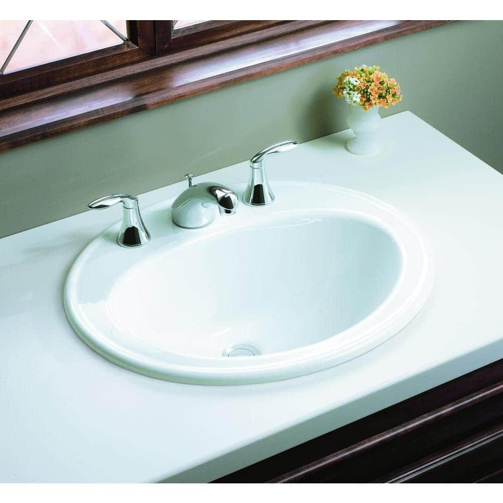 Pennington Ceramic Oval Drop-In Bathroom Sink with Overflow
