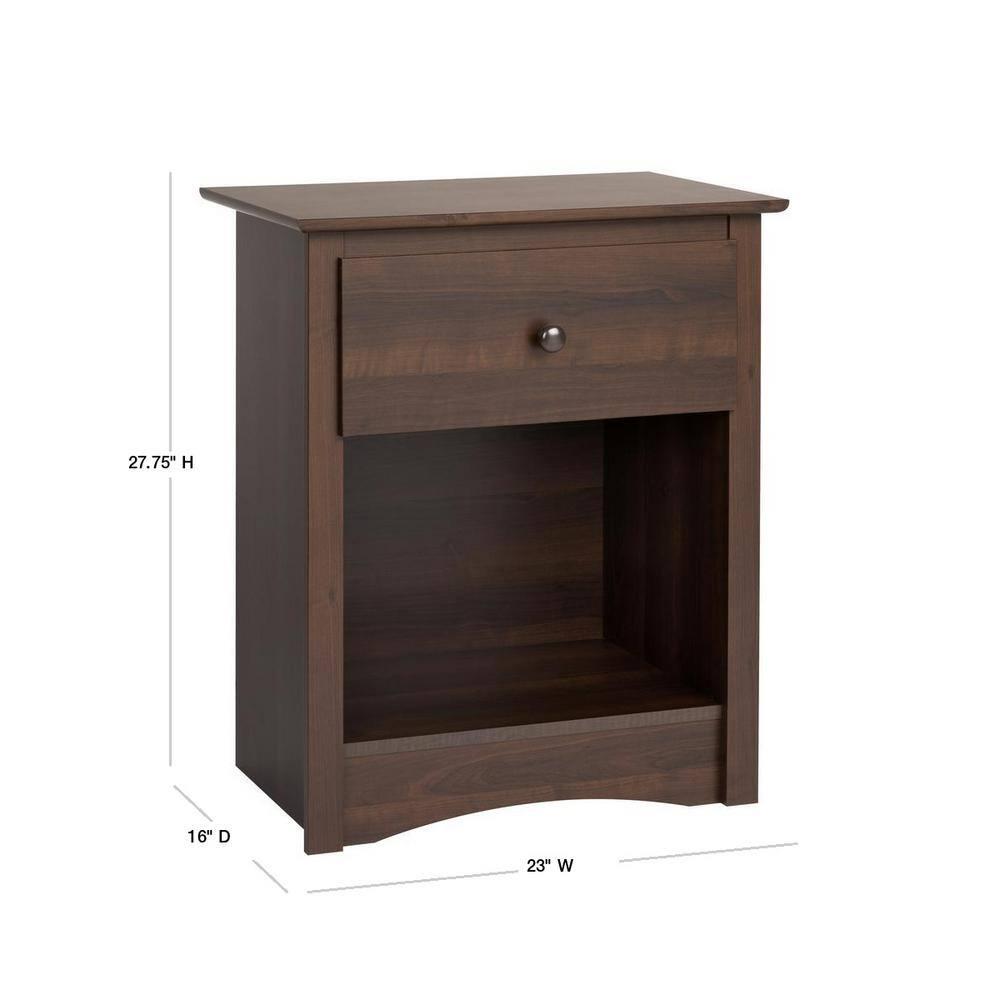 Fremont Nightstand Espresso - Prepac: Wood Composite Bedside Table with Drawer, 5 Year Warranty