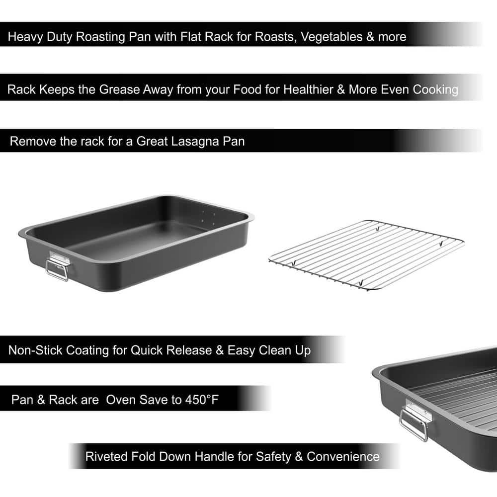 Classic Cuisine Nonstick Oven Roasting Pan with Flat Rack and Tray