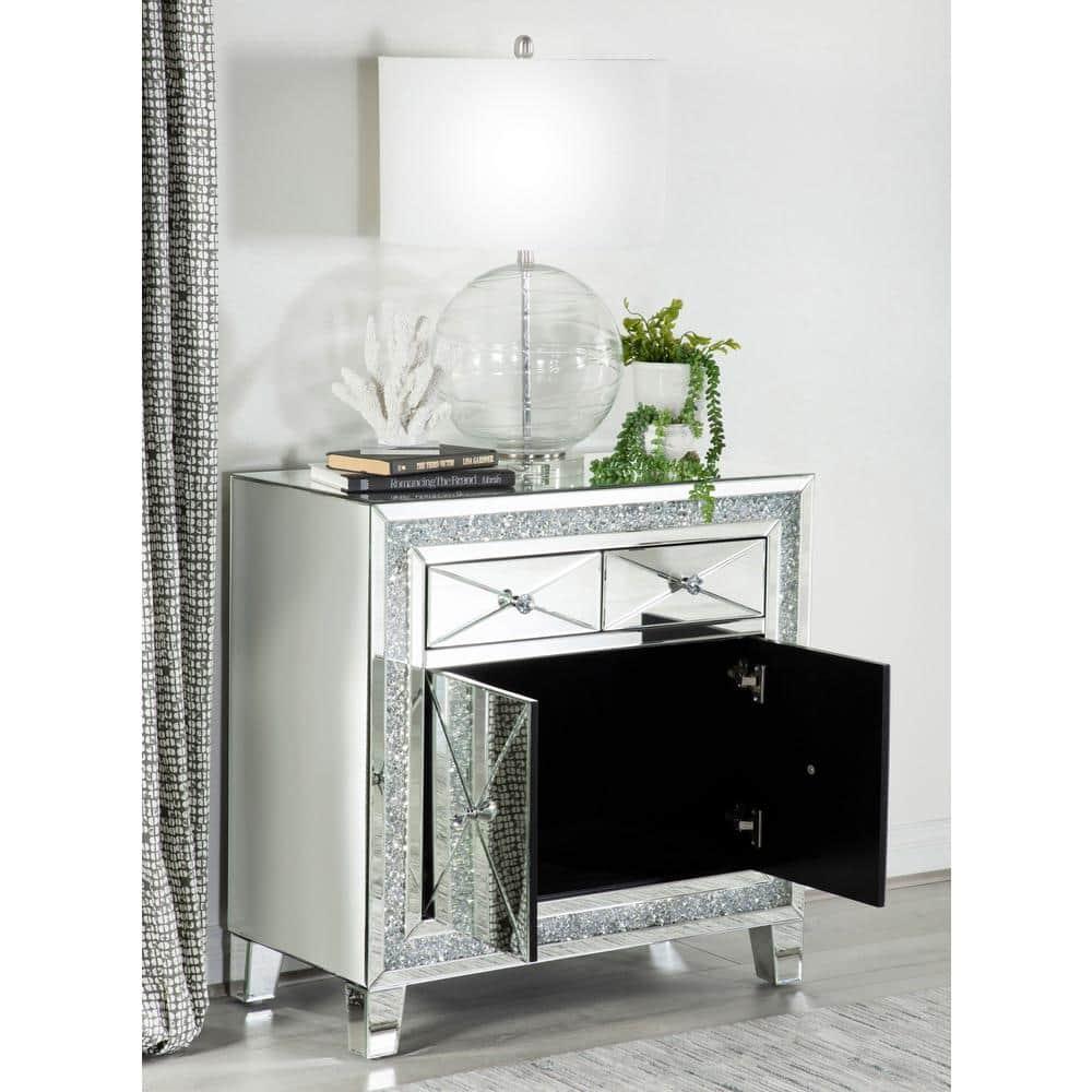 Arwen 2-drawer Accent Cabinet Clear Mirror with LED Lighting