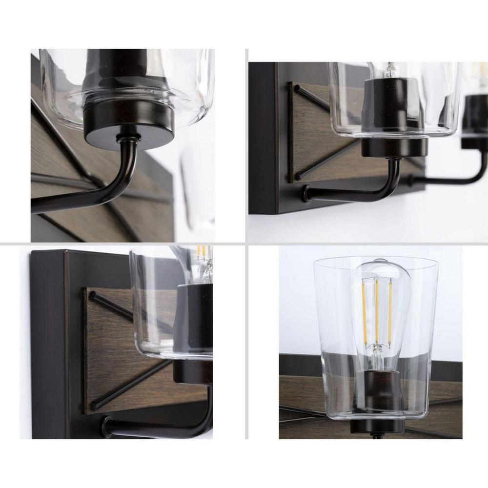 Progress Lighting Briarwood 3-Light Bath Vanity in Antique Bronze with Clear Glass Shades