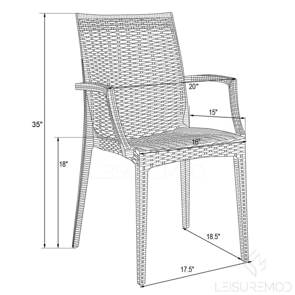 LeisureMod Mace Modern Dining Arm Chair for Indoor and Outdoor Home in Orange