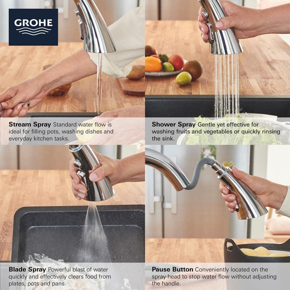 ZEDRA Single-Handle Pull Down Kitchen Faucet Triple Spray 1.75 GPM