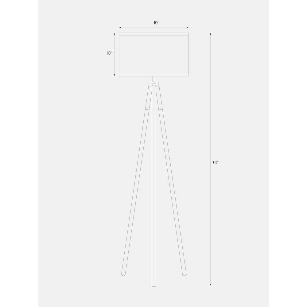 Brightech Levi 61 in. Mid Century Modern Tripod Floor Lamp with Fabric Drum Shade and Gold Finish - LED Bulb Included