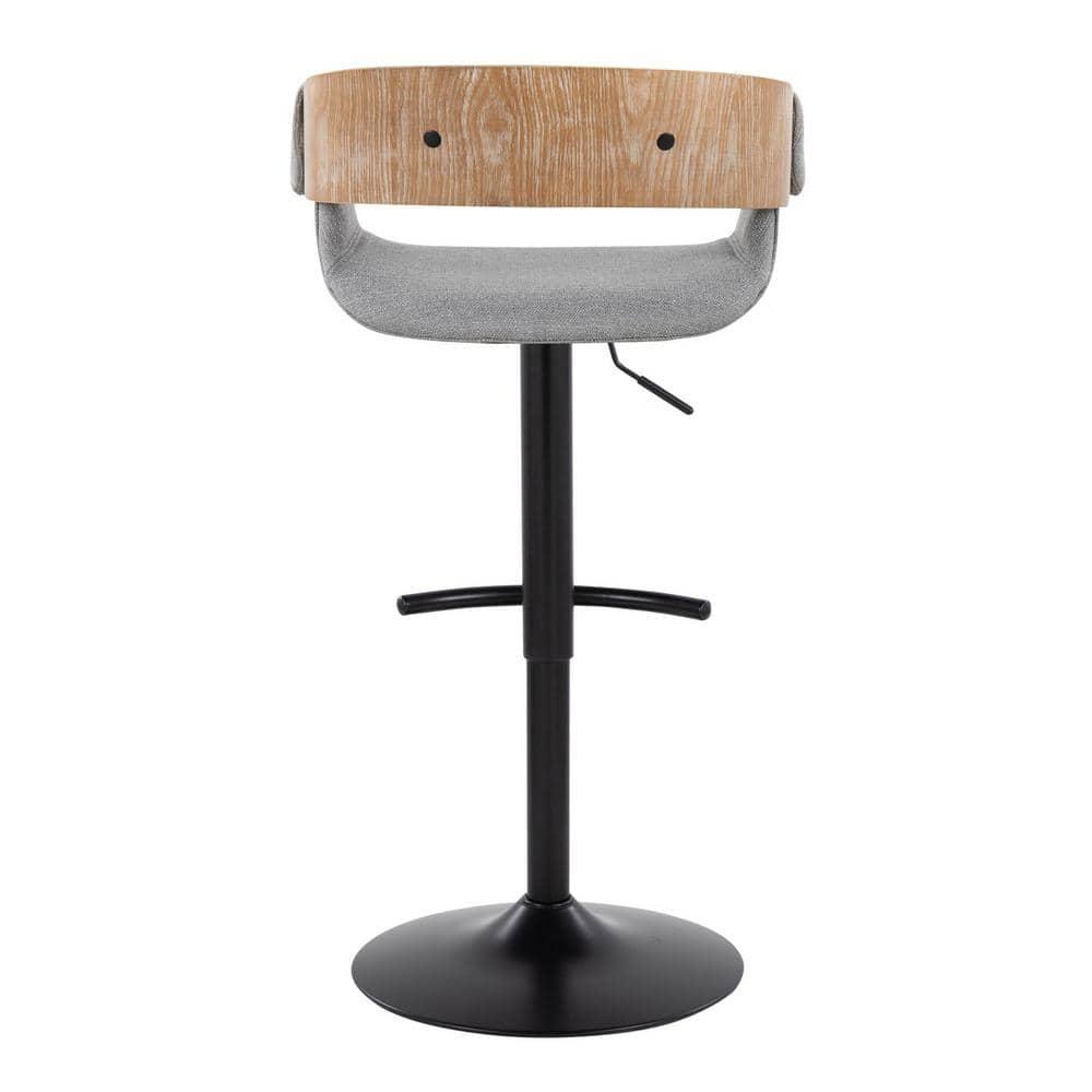 LumiSource Set of 2 Elisa Adjustable Barstools White Washed Wood/Gray