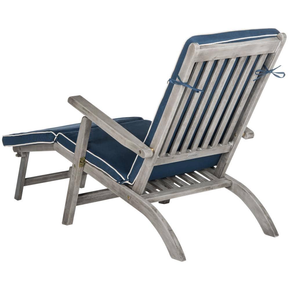 Palmdale Lounge Chair - Outdoor - PAT7015 - Grey/Navy -Safavieh