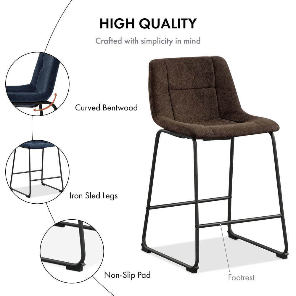 Furniture of America Perri Modern Chenille Counter Height Dining Chairs, Brown (Set of 2)